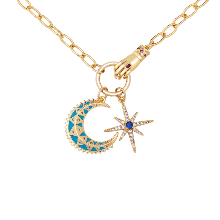 Crescent & Star Chain-Link Necklace/Choker