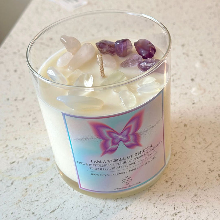 Rebirth Crystal Affirmation Candle