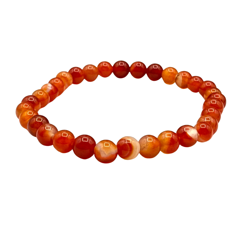Banded Carnelian Crystal Bracelet - Protection | Good Luck | Confidence (6mm beads)