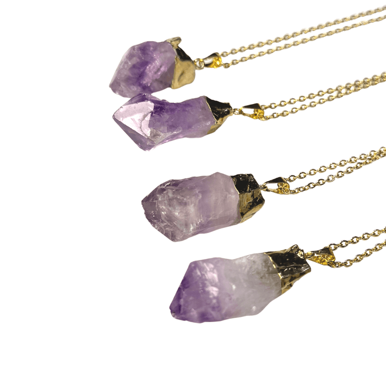 Gold-Dipped Raw Amethyst Necklace