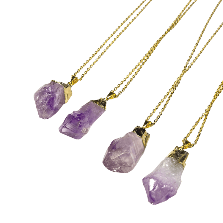 Gold-Dipped Raw Amethyst Necklace