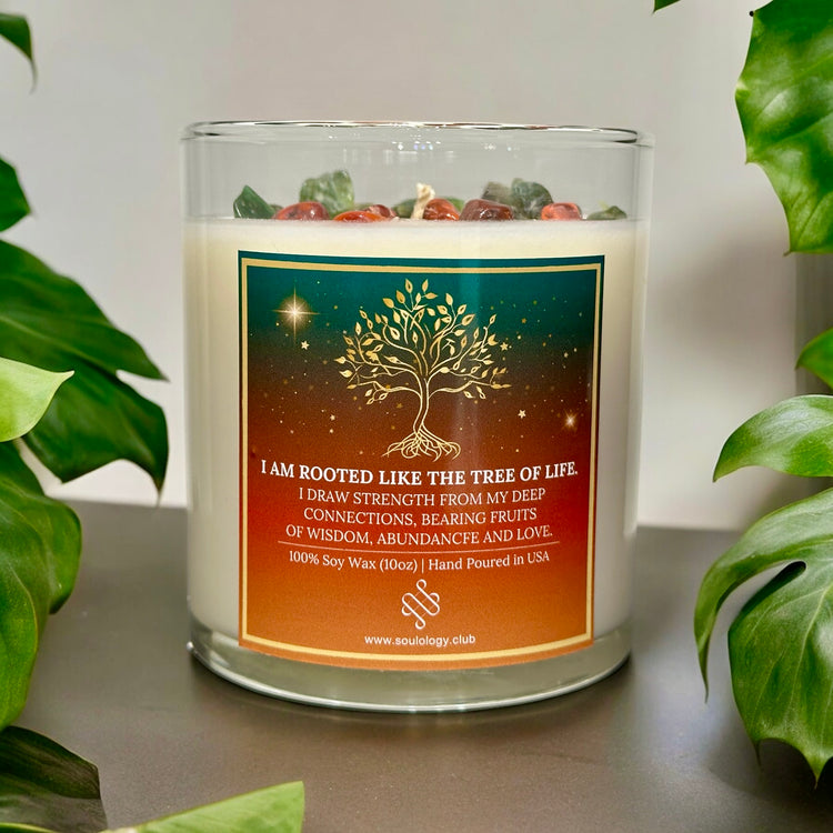 Tree of Life Crystal Affirmation Candle