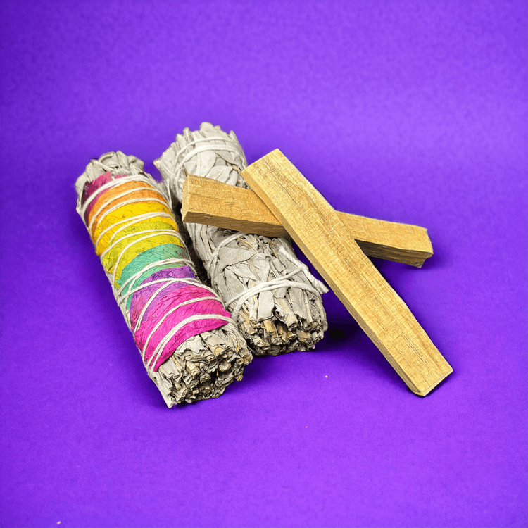 Smudge Kit - White Sage, Seven Chakra Sage & Palo Santo