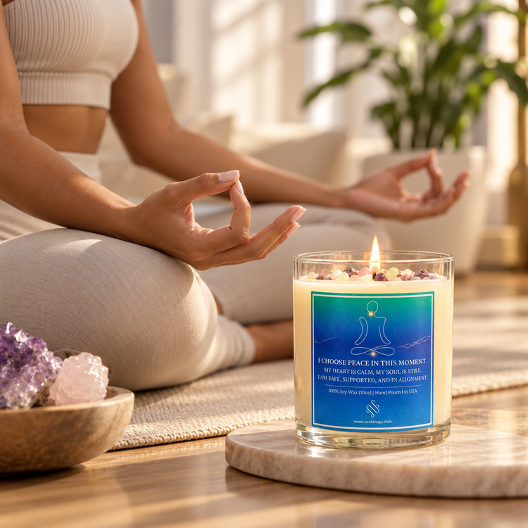Calm & Peace Crystal Affirmation Candle