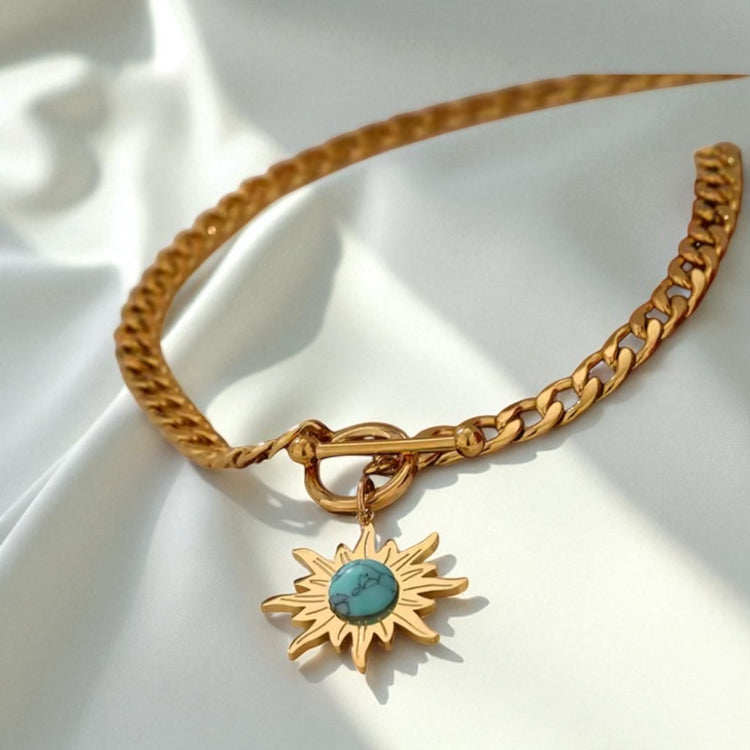 Turquoise Sun Cuban Necklace