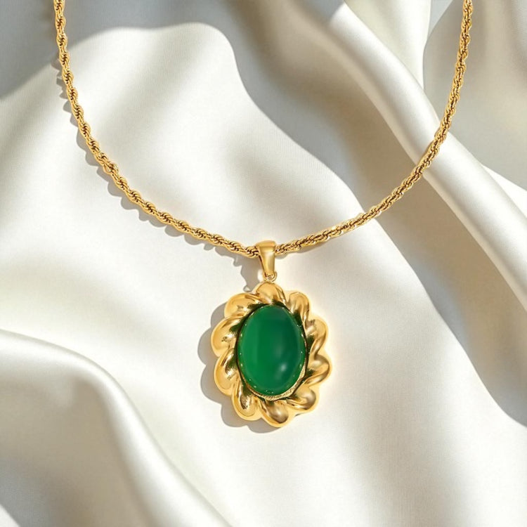 Green Agate Statement Necklace