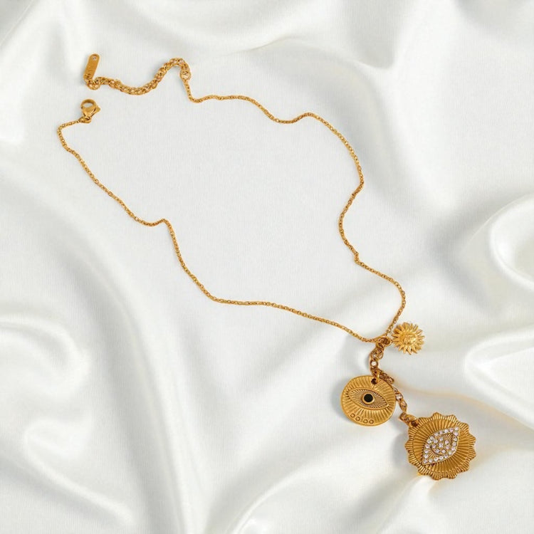 Evil Eye Three Charm Necklace