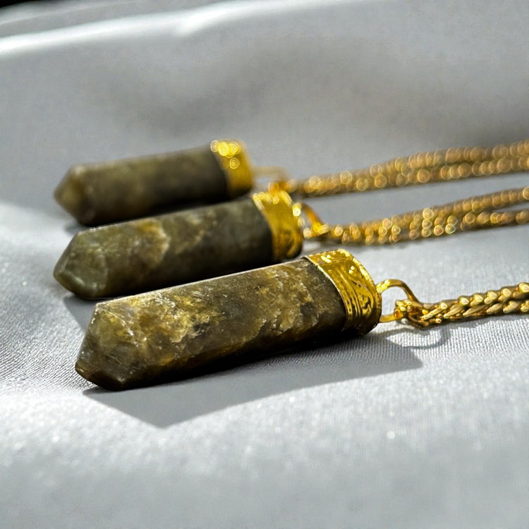 Labradorite 3-Sided Point Necklace