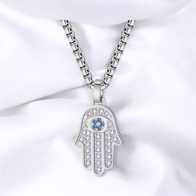 Hamsa Hand Necklace w/ AAA Grade Cubic Zircons (Gold/Silver)