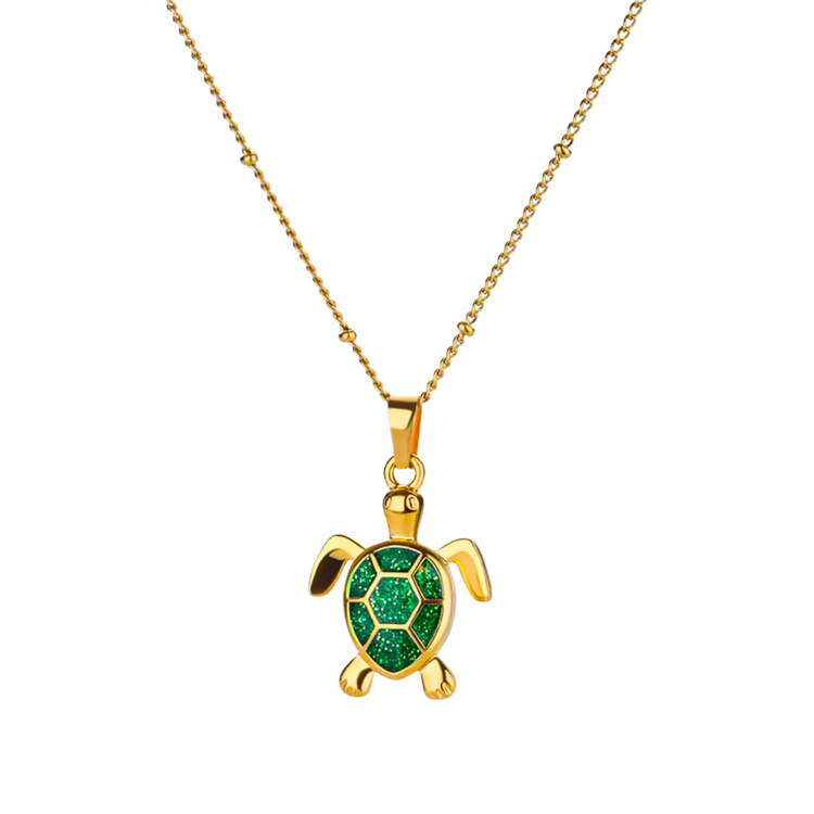 Turtle Necklace w/ Cubic Zircons