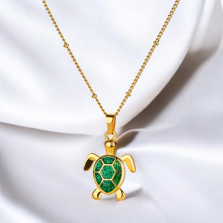 Turtle Necklace w/ Cubic Zircons