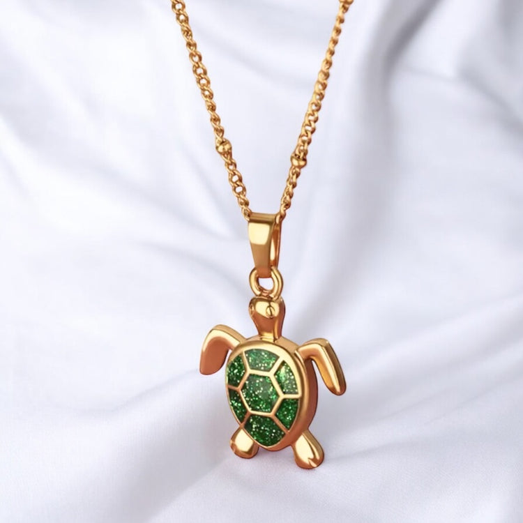 Turtle Necklace w/ Cubic Zircons