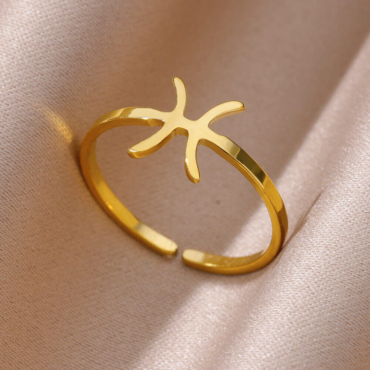 Zodiac Symbol Gold Ring