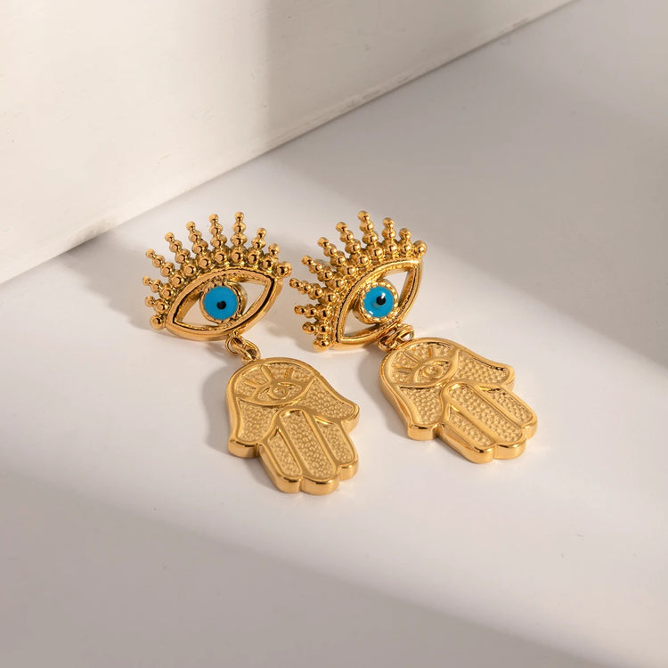 Evil Eye & Hamsa Hand Earrings