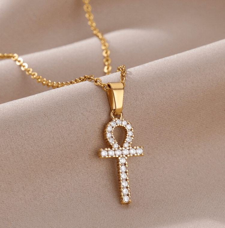 Ankh Neckalce w/ Cubic Zircons