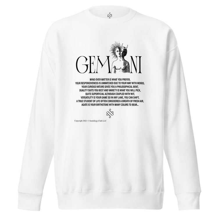 White Gemini Unisex Zodiac Sweatshirt