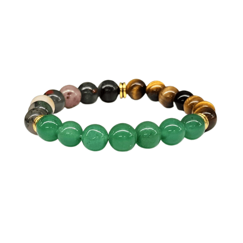 Abundance Crystal Bracelet - Green Jade/Tiger's Eye/Bloodstone
