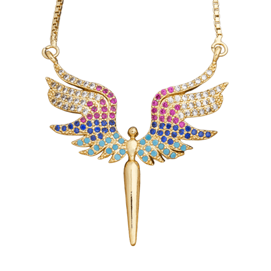 Guardian Angel Necklace w/ Colored Zircons