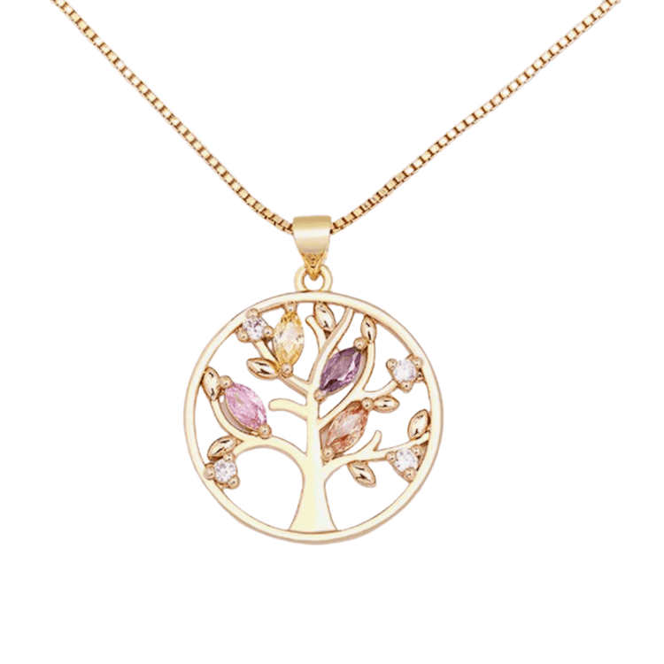 Tree of Life Necklace w/ Colored Zircons