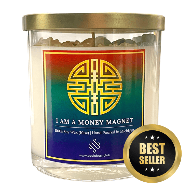 Money Magnet Crystal Candle - Wealth Attraction