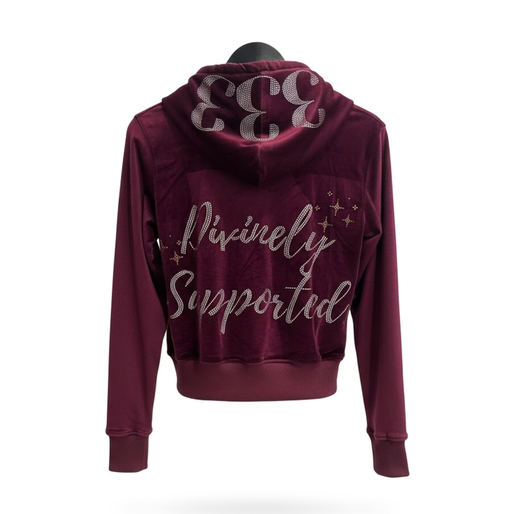 333 Angel Number Maroon Velour Set