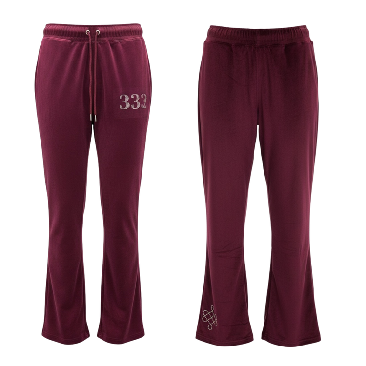 333 Angel Number Maroon Velour Set
