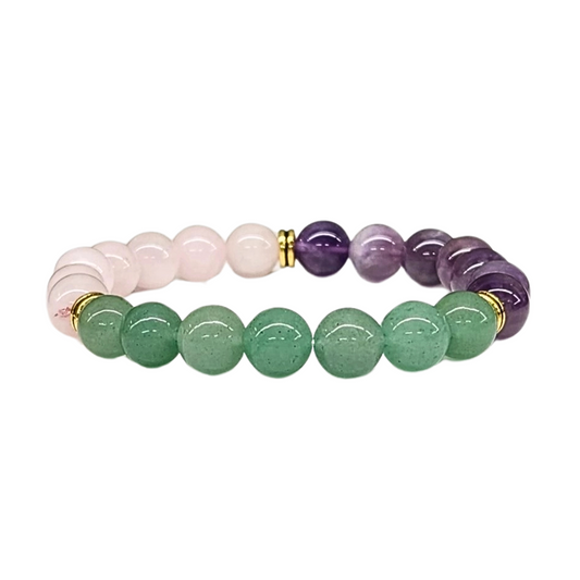 Fertility Crystal Bracelet - Green Aventurine & Rose Quartaz