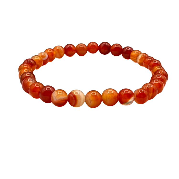 Banded Carnelian Crystal Bracelet - Protection | Good Luck | Confidence (6mm beads)