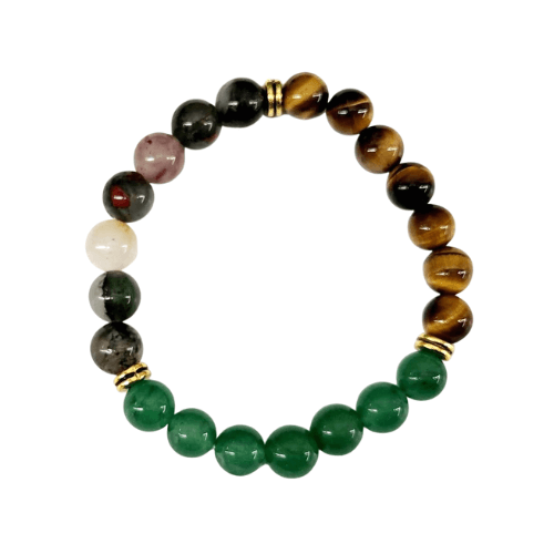 Abundance Crystal Bracelet - Green Jade/Tiger's Eye/Bloodstone