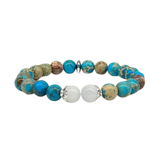 Imperial Jasper & Selenite Crystal Bracelet - Inner Peace | Enlightenment | Alignment