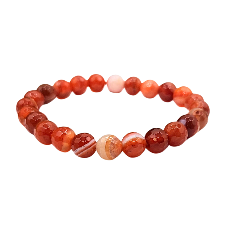 Faceted Carnelian Crystal Bracelet - Protection | Good Luck | Confidence