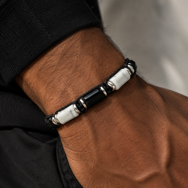 Calm & Protection Woven Bracelet - Black Tourmaline | Howlite