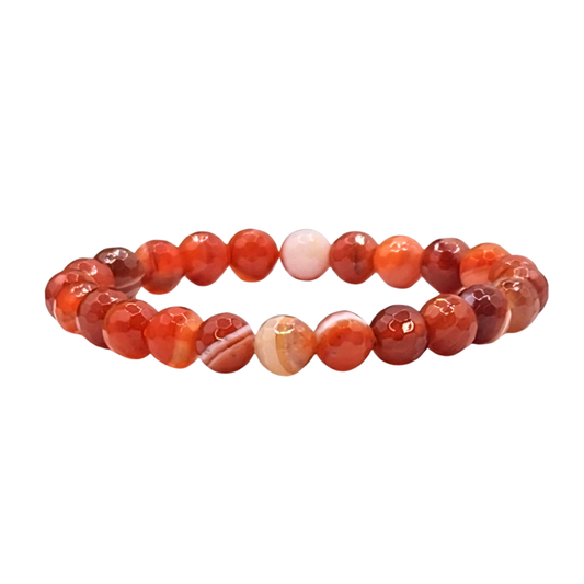 Faceted Carnelian Crystal Bracelet - Protection | Good Luck | Confidence