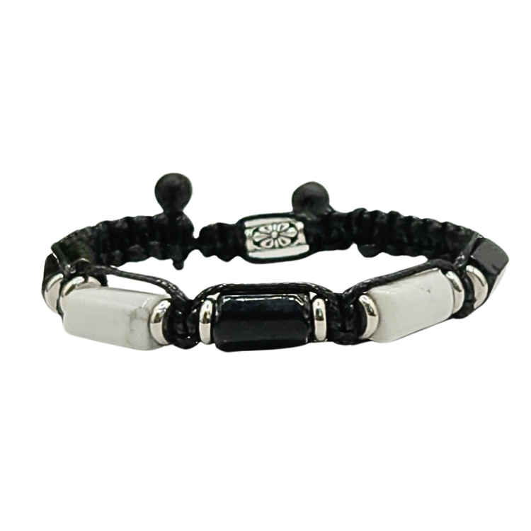 Calm & Protection Woven Bracelet - Black Tourmaline | Howlite