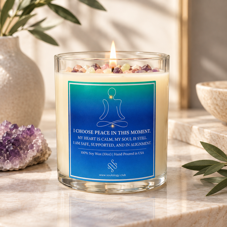 Calm & Peace Crystal Affirmation Candle