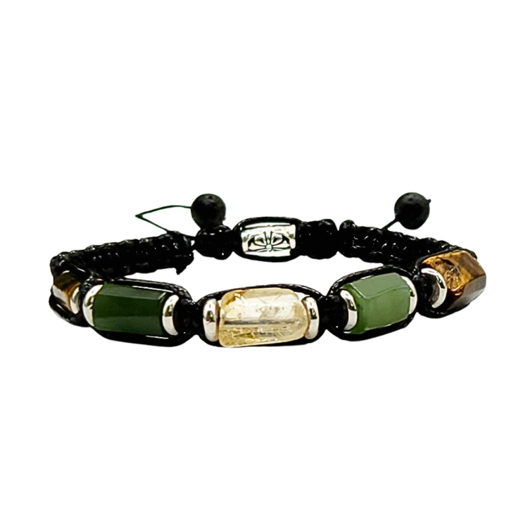 Abundance Woven Bracelet - Tiger Eye | Canadian Jade | Citrine