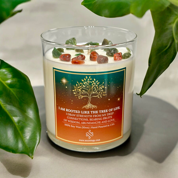 Tree of Life Crystal Affirmation Candle