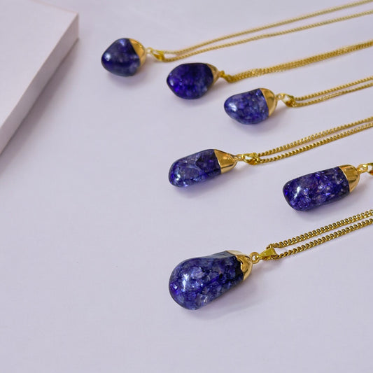 Gold-Dipped Purple Crackle Quartz Necklace
