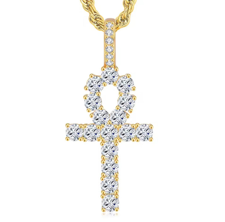 Ankh Neckalce w/ Cubic Zircons