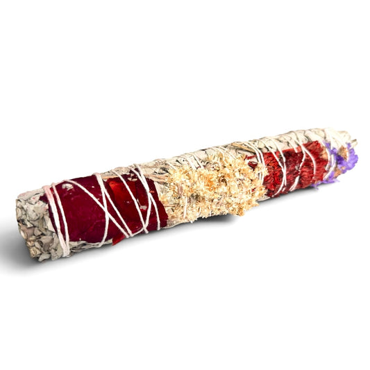 White Sage Smudge Stick with Morning Glory (9 inch)