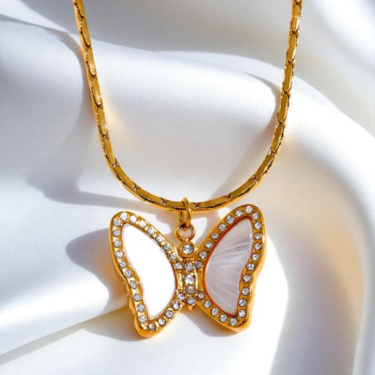White Butterfly Shell Necklace