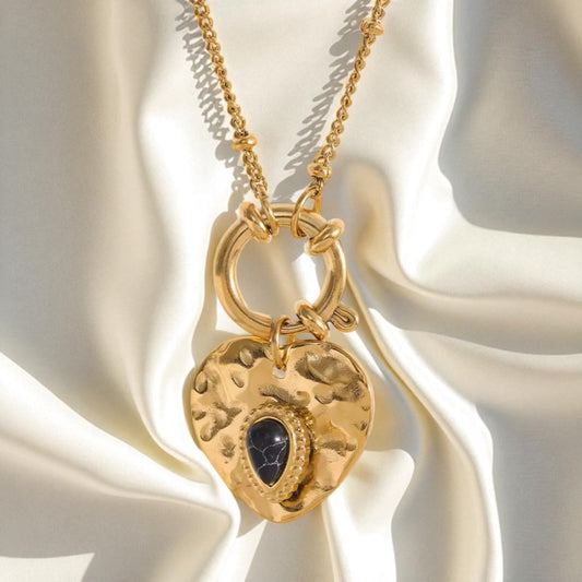Onyx Heart Vintage Necklace