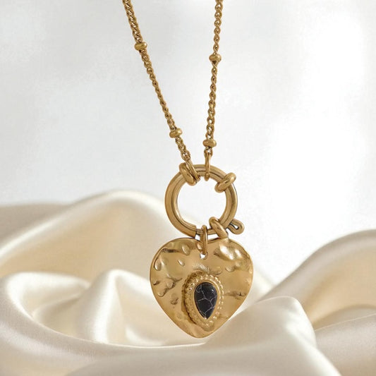 Onyx Heart Vintage Necklace