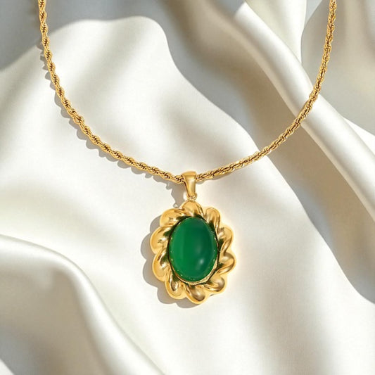 Green Agate Statement Necklace