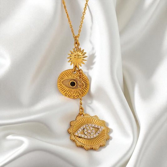 Evil Eye Three Charm Necklace