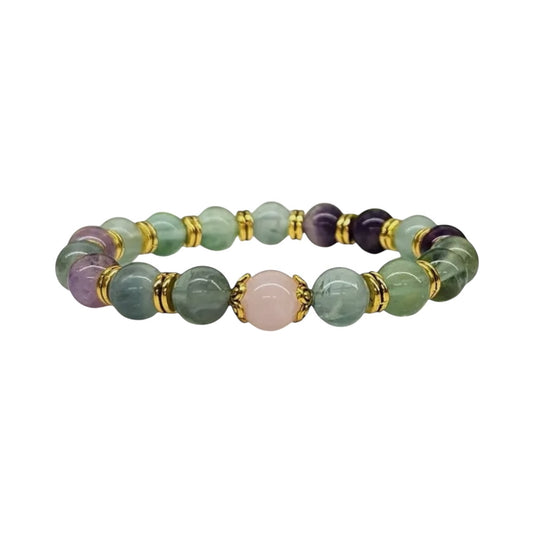 Inner Peace Crystal Bracelet - Rainbow Fluorite | Rose Quartz