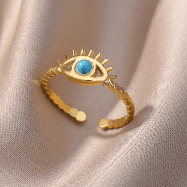Evil Eye Ring w/ Turquoise Crystal