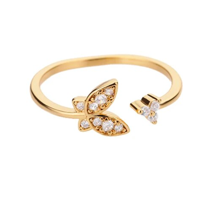 Butterfly Cubic Zircon Ring (Gold & Silver)