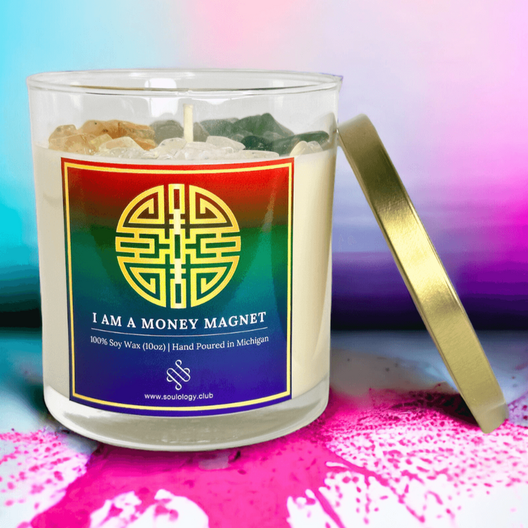 Money Magnet Crystal Candle - Wealth Attraction