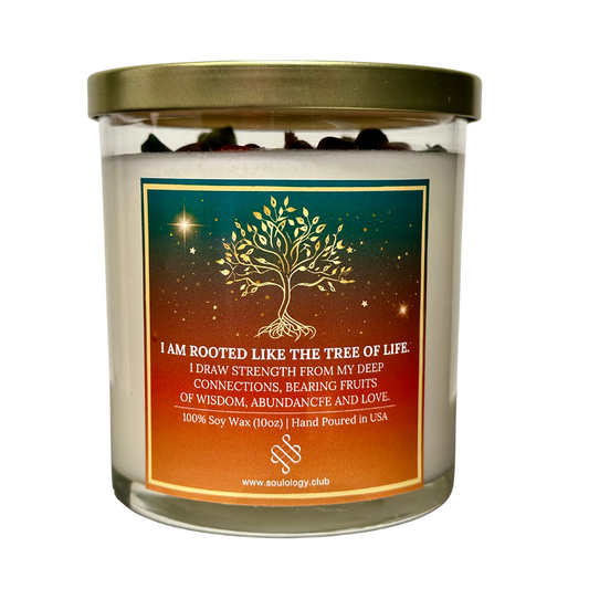 Tree of Life Crystal Affirmation Candle